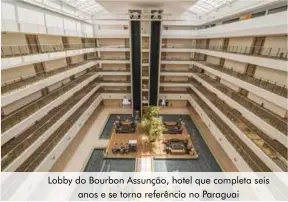  ??  ?? Lobby do Bourbon Assunção, hotel que completa seis anos e se torna referência no Paraguai