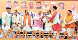  ??  ?? BJP president Amit Shah during a public meeting in Almora, Uttarakhan­d, on Tuesday