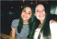  ?? LORI ALHADEFF VIA AP ?? Alyssa Alhadeff, right, sits with her best friend Abby Price. Alyssa was killed in the 2018 Valentine’s Day massacre at Marjory Stoneman Douglas High School in Parkland, Fla. Abby’s family moved to North Carolina for her junior year hoping for a fresh start. She was terrified of a new school, forging new friendship­s and then COVID hit, marring the rest of her high school experience.