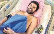  ?? PHOTO COURTESY: INDIAN NAVY ?? Commander Abhilash Tomy undergoing medical treatment after being rescued.