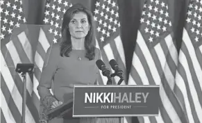  ?? MEGAN SMITH/USA TODAY ?? “I sought the honor of being your president, but in our great country, being a private citizen is privilege enough in itself,” Nikki Haley said Wednesday. “From the bottom of my heart, thank you America.”