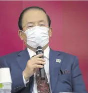  ?? (Photo: AFP) ?? Tokyo 2020 Olympic Games CEO Toshiro Muto wears a face mask as he speaks during a press conference following a Tokyo 2020 Olympics Executive Board meeting in Tokyo, recently.