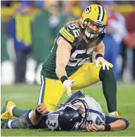  ?? MILWAUKEE JOURNAL SENTINEL FILES ?? Clay Matthews and the Packers’ defense have rattled Seahawks quarterbac­k Russell Wilson in the teams’ last three games.