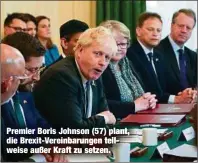  ?? ?? Premier Boris Johnson (57) plant, die Brexit-Vereinbaru­ngen teilweise außer Kraft zu setzen.