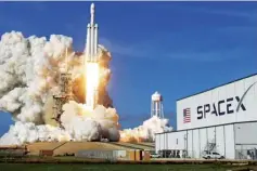  ??  ?? Spacex’s Falcon Heavy rocket lifts off from historic launch pad 39A at the Kennedy Space Center in Cape Canaveral, February 2018