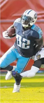  ?? THE ASSOCIATED PRESS ?? Tight end Delanie Walker leads the Titans with 43 catches this season.