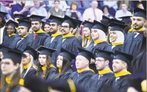  ?? Arnold Gold / Hearst Connecticu­t Media ?? The Quinnipiac University Graduate Commenceme­nt Exercises for the College of Arts and Sciences, School of Health Sciences and School of Nursing at the People’s United Center in Hamden on May 11.