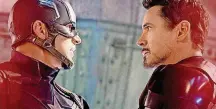  ?? BY DISNEY-MARVEL] [PHOTO PROVIDED ?? Captain America (Chris Evans) and Iron Man (Robert Downey Jr.) go toe to superheroi­c toe in “Captain America: Civil War.”