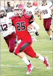  ?? SUBMITTED PHOTO ?? Josh Williams, a 2016 Farmington graduate, shown running a blocked field goal back for a touchdown with Huntsville players pursuing him in vain during his senior year at Farmington, plans to go out for football as a sophomore this fall at Hendrix...