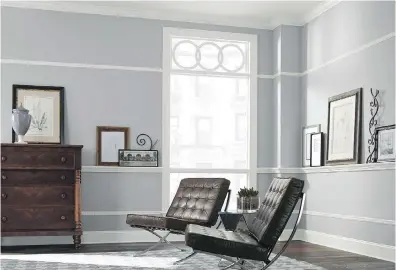 ??  ?? A room with the Sherwin-Williams grey colour March Wind SW 7668 on the wall. Greys have surpassed Tuscan tones as among the most popular choices for homeowners.