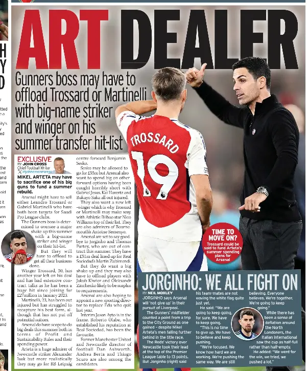  ?? ?? TIME TO MOVE ON?
Trossard could be sold to fund Arteta’s summer spending plans for Arsenal