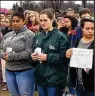  ?? WILL GARBE / STAFF ?? Students at Dayton Regional STEM School show solidarity with students in Florida.