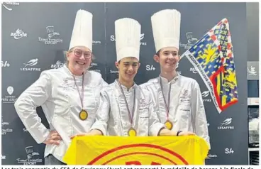 ?? Monique Henriet ?? Les trois apprentis du CFA de Gevingey (Jura) ont remporté la médaille de bronze à la finale de la Coupe des écoles à Paris.