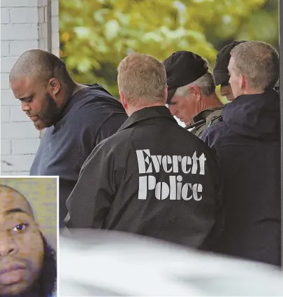  ?? STAFF FILE PHOTO, ABOVE, BY JOHN WILCOX; AP FILE PHOTO, LEFT ?? MOTIONS: David Daoud Wright — seen above being arrested in Everett in 2015 on charges he conspired to commit acts of terrorism after police shot and killed his knife-wielding uncle, Usaamah Rahim, left — is set to go on trial this month.