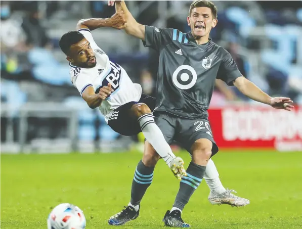  ?? GETTY IMAGES/FILES ?? Vancouver newcomer Caio Alexandre, left, played a full game against Minnesota United Wednesday for the first time as a Whitecap.