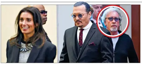  ?? ?? SUPPORT: Beechy Colclough (circled) behind Johnny Depp and lawyer Camille Vasquez at Fairfax County Court last week