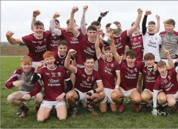  ??  ?? St. Martin’s celebrate after completing the Under-20 double on Saturday.