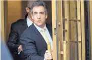  ?? MARY ALTAFFER/ASSOCIATED PRESS ?? Michael Cohen leaves federal court in New York in August after pleading guilty to charges including campaign finance fraud.