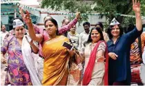 ?? PIC/NAVEEN SHARMA ?? AAP party workers celebrate their victory in Bawana on Monday