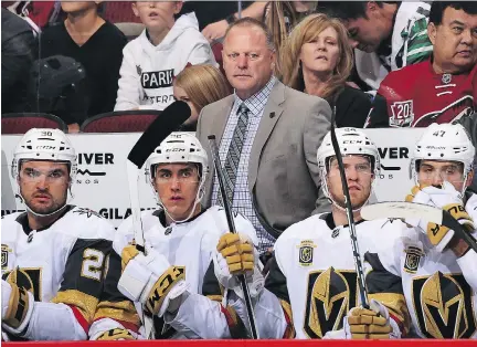  ?? CHRISTIAN PETERSEN/GETTY IMAGES ?? Gerard Gallant fit the bill for what GM George McPhee had in mind when choosing a coach for the Vegas Golden Knights, a man who has persevered after being given up on by a previous employer, much like many players on this surprising­ly successful team.