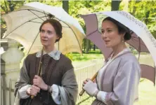  ?? Music Box Films 2016 ?? Poet Emily Dickinson (Cynthia Nixon, left) and her sister Vinnie (Jennifer Ehle) in Terence Davies’ “A Quiet Passion.”