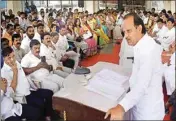  ?? PTI ?? Nationalis­t Congress Party leader Ajit Pawar addresses party volunteers for upcoming Vidhan Sabha elections in Pune, Wednesday