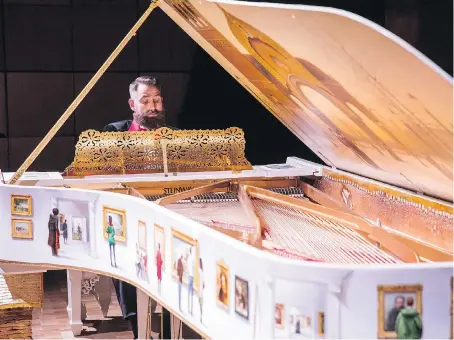  ?? CHRIS LEE ?? Paul Wyse sits at the unique Steinway piano that the 47-year-old Ottawa-area visual artist was commission­ed to create — with painted panels based on Russian composer Modest Mussorgsky’s Pictures at an Exhibition — at its unveiling in New York in mid-April.