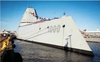  ?? PHOTOGRAPH: US Navy ?? US Navy’s newest and most technologi­cally advanced warship, USS Zumwalt (DDG 1000)