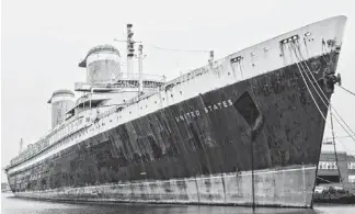  ?? MATT ROURKE/AP ?? The SS United States is docked Nov. 22 in Philadelph­ia. Workers began a project in October to transform it into a massive dockside attraction.