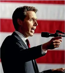  ??  ?? Republican Josh Hawley is standing as a Senate candidate in Missouri. Donald Trump has been focusing on the Senate with his rallies.