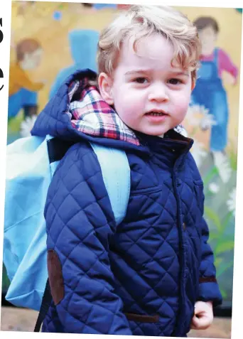  ??  ?? Model pupil: Prince George kitted out for his first day of nursery last year