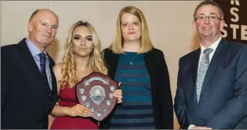  ??  ?? Jade McAteer, winner of the Overall Excellence in LCA Award, with year head Paul Connolly, LCA teacher Lorraine Kells and principal John Murphy.