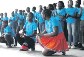  ?? ?? Grade Six learners perform a traditiona­l dance routine.