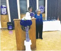  ?? (Staff photo by Greg Bischof) ?? Hostess Anita Pickett, left, introduces Nobel Peace Prize nominee and civil rights activist Opal Lee during the 27th annual Tribute to African American Women Awards Banquet on Saturday at Texarkana College in Texarkana, Texas. Lee was the featured speaker.