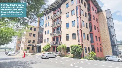  ?? Picture: Supplied ?? ON SALE. This five-storey, AAA-Grade office building in Quadrum Office Park, Constantia Kloof is up for grabs.