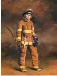  ??  ?? Fireman, oil, 40 x 30" (102 x 76 cm) This piece is a mostly one-layer, alla prima, section-by-section work using a thin mixture of linseed oil and mineral spirits on a warm colored acrylic ground.