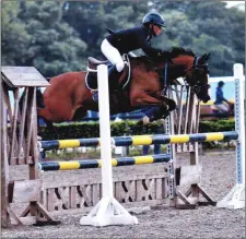  ??  ?? Conor Gilmartin aboard his pony Back in a Flash competing at the Millstreet CSI Internatio­nal Horse Show, winning their Class.