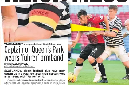  ??  ?? TEAM LEADER The armband skipper Scott Gibson wore SKIP Queen’s Park captain Gibson in action against St Mirren