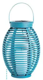  ??  ?? Salsa rattan solar powered garden lantern (teal), £20, John Lewis