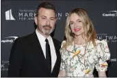  ?? PAUL MORIGI — GETTY IMAGES ?? Jimmy Kimmel and his wife, Molly McNearney, attend the 23rd Annual Mark Twain Prize for American Humor at The Kennedy Center on April 24 in Washington, D.C.