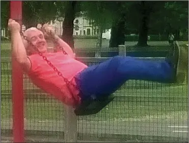  ??  ?? Devious and manipulati­ve: Matt Richards is pictured on a family day out at a playground with the mother and her child