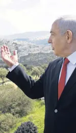  ??  ?? Israeli Prime Minister Benjamin Netanyahu speaks in occupied West Bank, Feb. 20, 2020.