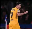  ?? AFP ?? Lewandoski celebra uno de los goles culé a Donnarumma.