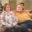  ?? Associated Press photo ?? In this image released by ABC, Roseanne Barr, left, and John Goodman appear in a scene from the reboot of “Roseanne.”