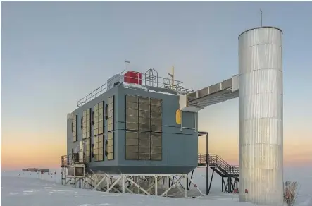  ??  ?? The IceCube detector at the South Pole is an array of 5,160 basketball-sized optical sensors that are deeply encased within a cubic kilometre of Antarctic ice. It is used by scientists to observe neutrinos.