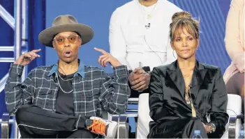  ?? AP PHOTO ?? Lena Waithe, left, and Halle Berry participat­e in the “Boomerang” panel during the BET presentati­on at the Television Critics Associatio­n Winter Press Tour on Monday in Pasadena, Calif.