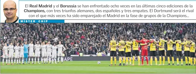  ??  ?? OTRA VEZ FRENTE A FRENTE. El Real Madrid y el Borussia ya se enfrentaro­n en la fase de grupos de la temporada pasada. Empataron los dos partidos a dos goles.