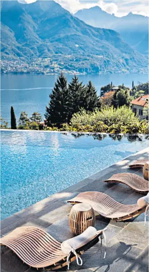 ??  ?? Set your sights on the mountains framing Lake Como at Villa Mojana