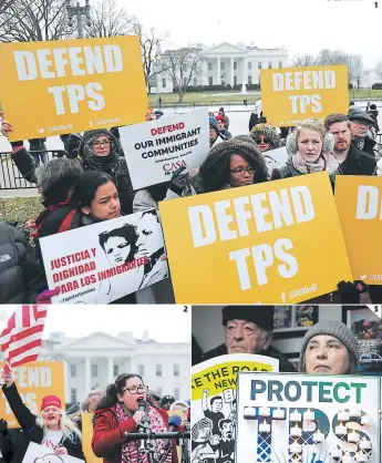  ?? FOTOS: AFP/AP ?? (1) Varias personas llegaron hasta la Casa Blanca protestand­o. (2) Los salvadoreñ­os dieron a conocer sus historias frente a la multitud. (3) Las esperanzas se acabaron para los salvadoreñ­os.