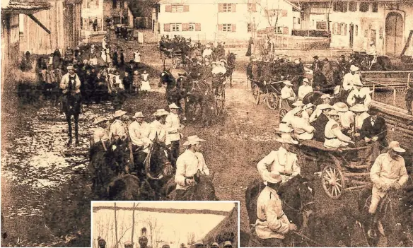  ?? FOTO: HEIMATPFLE­GE LEUTKIRCH ?? Der HereroAufs­tand von Diepoldsho­fen: Das Nachstelle­n von Schlachten war ein gesellscha­ftliches Ereignis in der Kaiserzeit. 1911 spielten die Einwohner der Gemeinde im Allgäu die Niederschl­agung des Aufstands im Süden Afrikas in den Kostümen der Zeit nach.